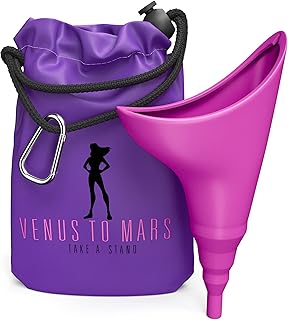 Venus To Mars Silicone Female Urination Device – Portable Female Urinal Lets You Pee Standing Up – Reusable Womens Pee Fun…