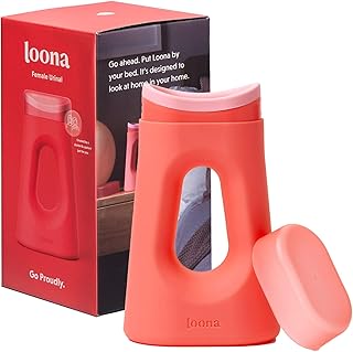 Loona Portable Urinal, for Bedside and Travel, No Splash, Designed for Quiet Usage, Ideal for Females, Coral Dream