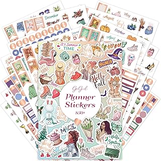 GoGirl Value Sticker Pack – 850+ Small Aesthetic Stickers for Planner, Journal & Calendar – Holidays, Seasonal Stickers, I…